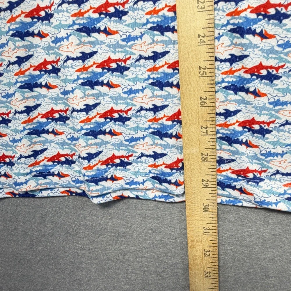 Johnston & Murphy XC4 Mens XXL Shark Print Performance Golf‎ Polo Blue Red White